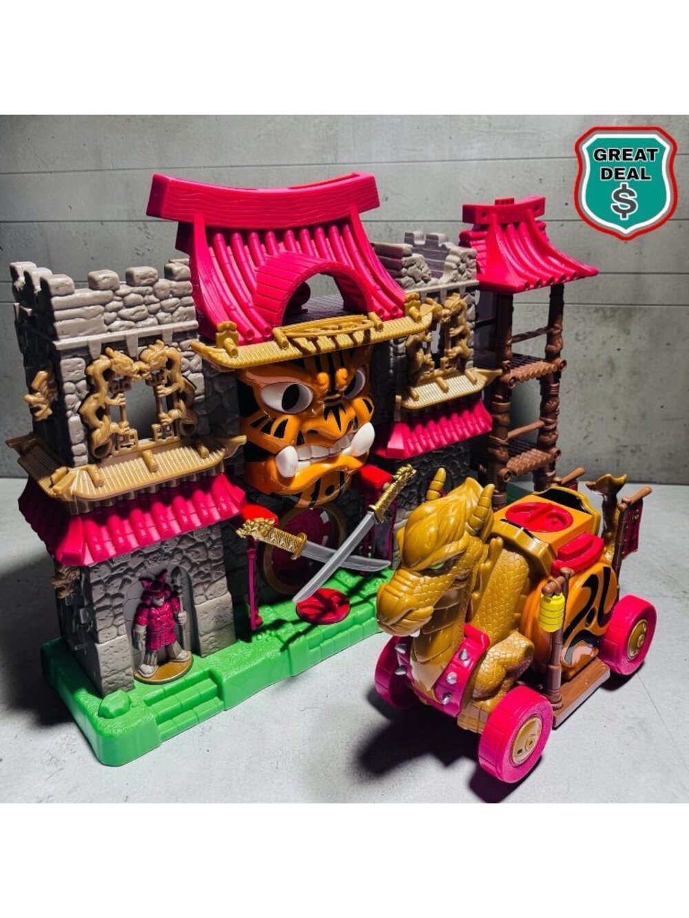 Imaginext Samurai Castle, Tower, and Dragon Combat Wagon. Interactive Fun!
